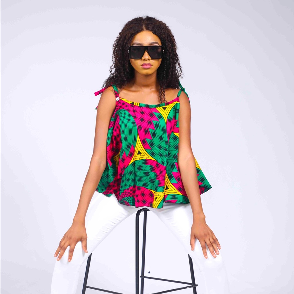 African print Ankara circle top with straps